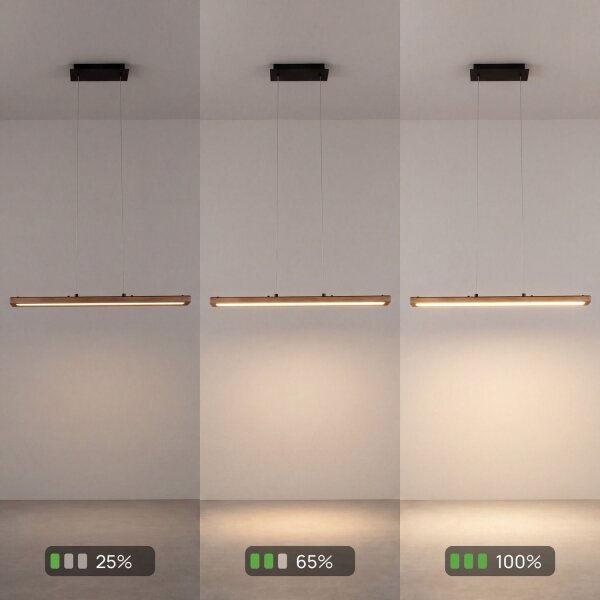 LED Pendelleuchte dimmbar Holz Aluminium 70 cm 3000 K