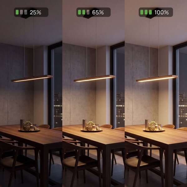 LED Pendelleuchte dimmbar Holz Aluminium 70 cm 3000 K