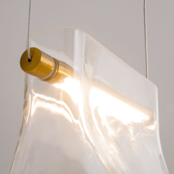 Pendelleuchte Metall Glas LED H: max. 329 cm in Messing
