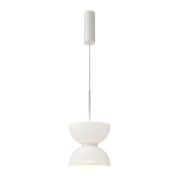 LED Hängelampe Metall Glas D: 22 cm H: max. 350 cm Weiß