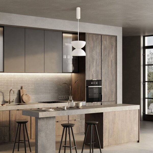 LED Hängelampe Metall Glas D: 22 cm H: max. 350 cm Weiß