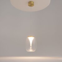 LED Hängelampe Aluminium Glas D: 20 cm rund in Gold