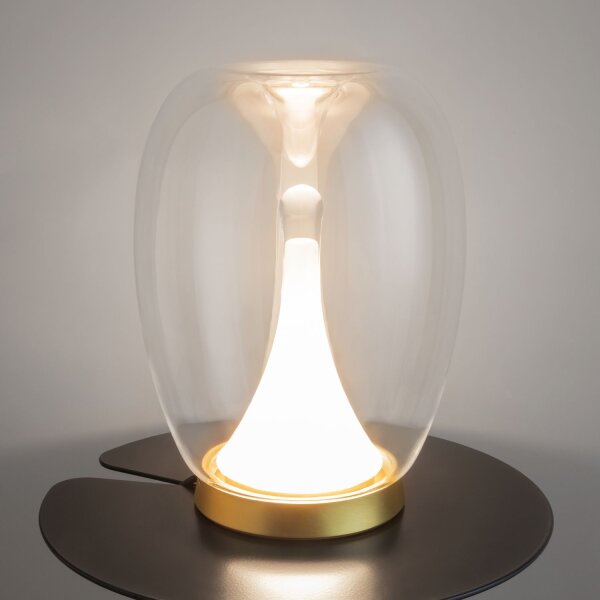 Tischleuchte Aluminium Glas LED Ø 20 cm 27,2 cm in Gold