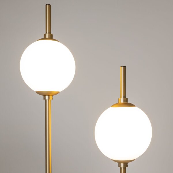 LED Stehleuchte Metall Glas 150 cm hoch in Messing Weiß