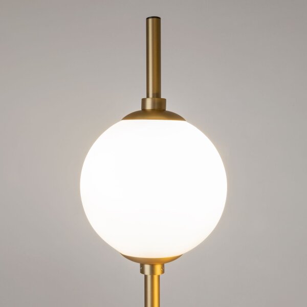 LED Stehleuchte Metall Glas 150 cm hoch in Messing Weiß