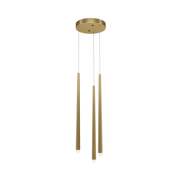 Pendelleuchte Aluminium LED 26 cm breit in Messing Weiß