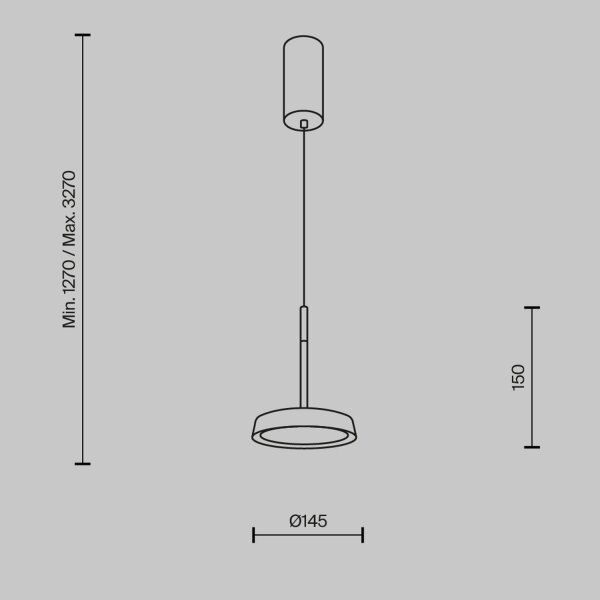 LED Hängelampe Aluminium Ø 15,3 cm rund H: max. 327 cm
