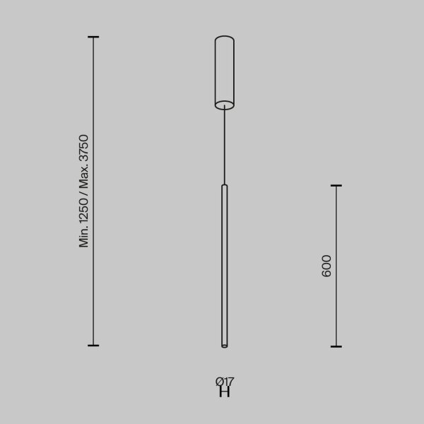 LED Pendelleuchte Aluminium D: 1,7 cm rund in Messing