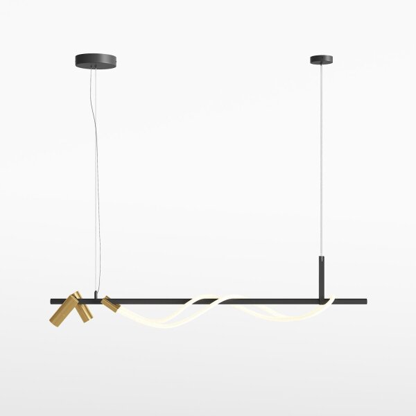 Hängelampe LED Aluminium in Schwarz Gold länglich YARA