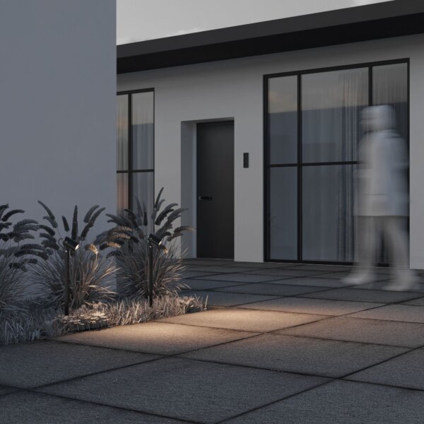 Außenlampe Aluminium Glas GU10 IP65 60 cm hoch Schwarz