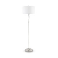 Stehlampe Metall Stoff E27 158 cm Nickel Weiß rund