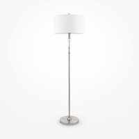 Stehlampe Metall Stoff E27 158 cm Nickel Weiß rund