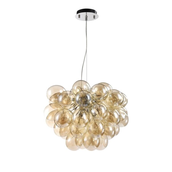 Hängelampe Metall Rauchglas 50 cm breit H: max. 170 cm