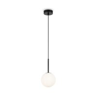 H&auml;ngeleuchte Metall Glas E14 &Oslash; 15 cm rund Schwarz Wei&szlig;