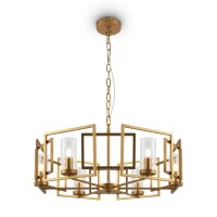 Kronleuchter Metall Glas E14 D: 65,6 cm in Gold rund