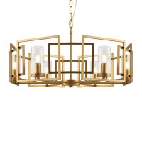 Kronleuchter Metall Glas E14 D: 65,6 cm in Gold rund