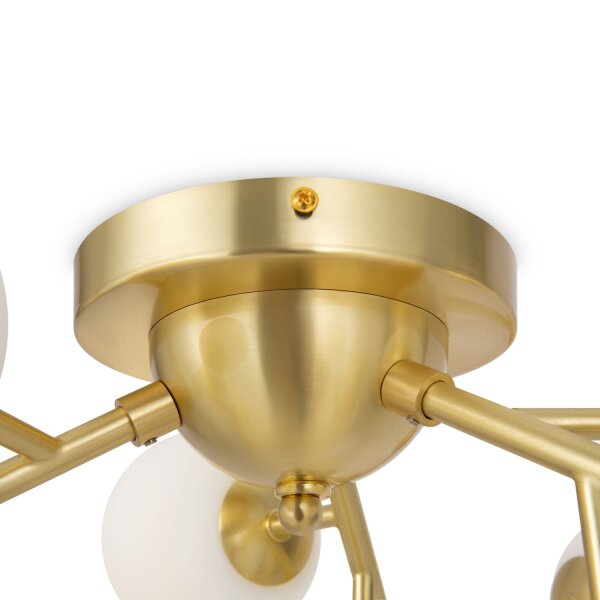 Deckenleuchte Glas Metall G9 60 cm breit in Gold Weiß