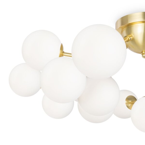 Deckenlampe Glas Metall G9 75 cm breit in Gold Weiß