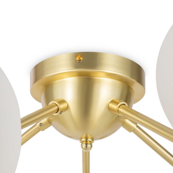 Deckenlampe Glas Metall G9 75 cm breit in Gold Weiß