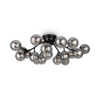 Deckenleuchte Metall Rauchglas B: 75 cm G9 Kugel Schirm