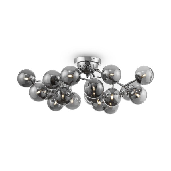 Deckenlampe Metall Glas G9 75 cm breit Chrom Rauchgrau