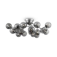 Deckenlampe Metall Glas G9 75 cm breit Chrom Rauchgrau