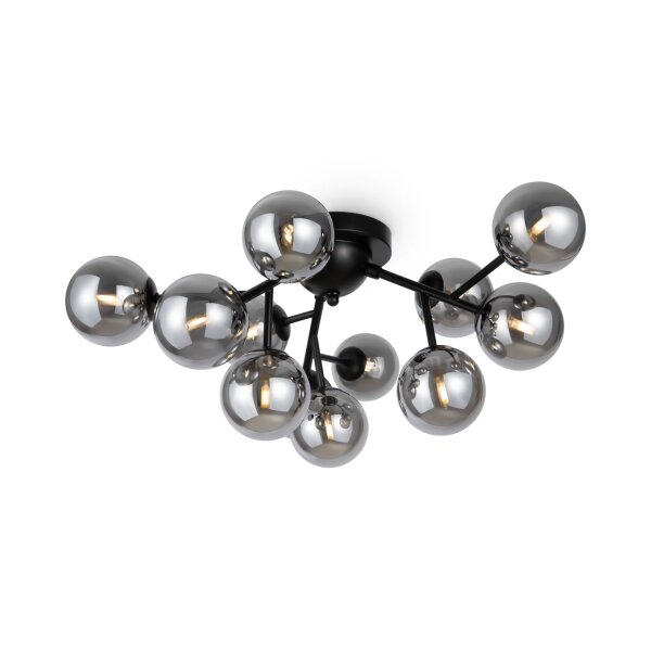 Deckenlampe Metall Rauchglas B: 60 cm Schwarz G9 Modern