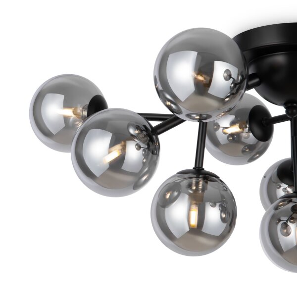 Deckenlampe Metall Rauchglas B: 60 cm Schwarz G9 Modern