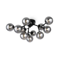 Deckenlampe Metall Rauchglas B: 60 cm Schwarz G9 Modern