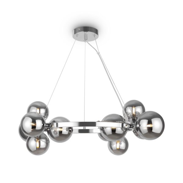 Pendelleuchte Metall Rauchglas G9 B: 67 cm Kugelschirm