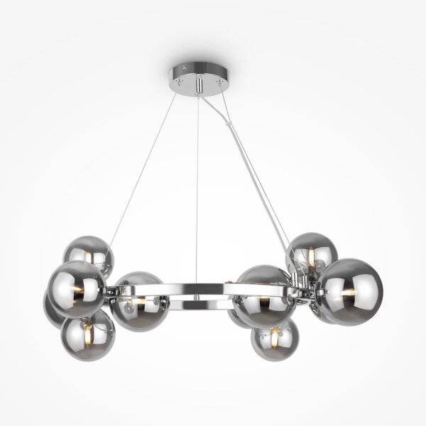 Pendelleuchte Metall Rauchglas G9 B: 67 cm Kugelschirm