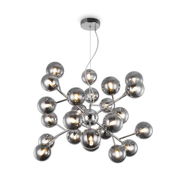 Pendelleuchte Metall Rauchglas B: 65 cm Chrom Rauchgrau