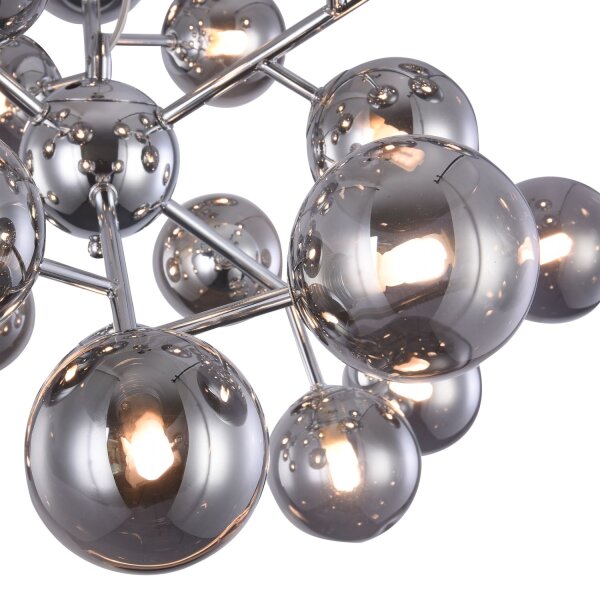Pendelleuchte Metall Rauchglas B: 65 cm Chrom Rauchgrau