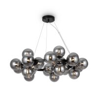 Hängelampe Metall Rauchglas G9 69 cm breit Kugel Schirm