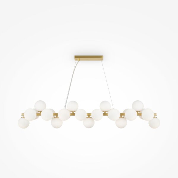 Hängeleuchte Metall Glas H: max. 133,9 cm in Gold Weiß