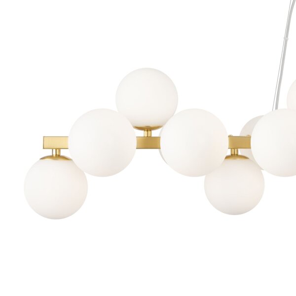 Hängeleuchte Metall Glas H: max. 133,9 cm in Gold Weiß