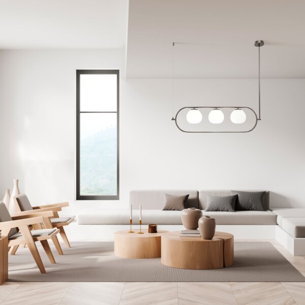 Pendelleuchte Metall Glas E14 H: max. 137 cm 3-flammig