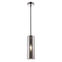 H&auml;ngelampe Metall Rauchglas E14 rund D: 8 cm Chrom
