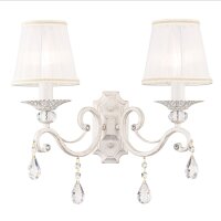Wandlampe Metall Stoff E14 in Shabby Weiß Gold...