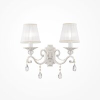 Wandlampe Metall Stoff E14 in Shabby Weiß Gold...