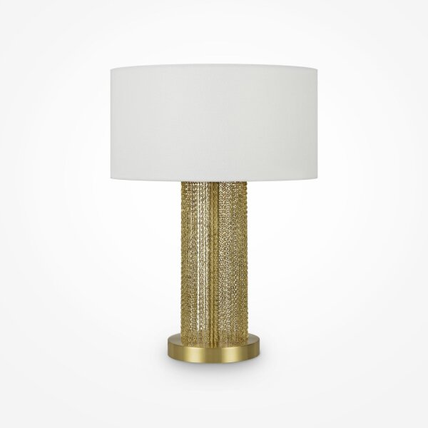 Nachttischleuchte Edelstahl Stoff 47 cm in Gold Weiß