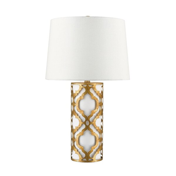 Designer Tischlampe Weiß Blattgold Antik 69cm hoch
