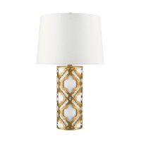 Designer Tischlampe Wei&szlig; Blattgold Antik 69cm hoch