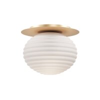 Deckenlampe Metall Glas E27 D: 35 cm rund in Gold Weiß