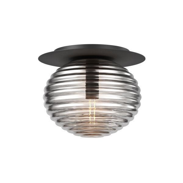 Deckenleuchte Metall Rauchglas Ø 35 cm rund E27 Modern