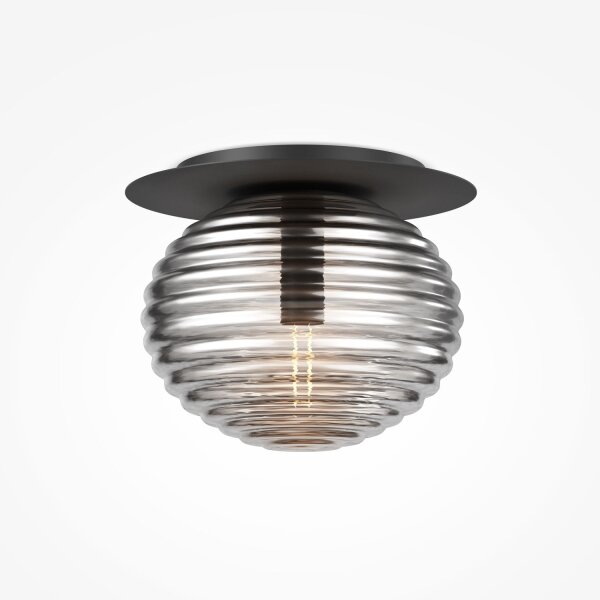 Deckenleuchte Metall Rauchglas Ø 35 cm rund E27 Modern
