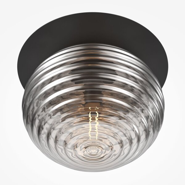 Deckenleuchte Metall Rauchglas Ø 35 cm rund E27 Modern