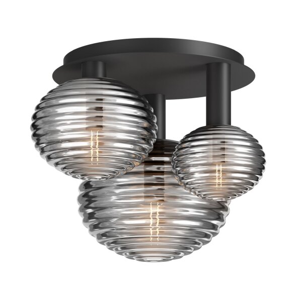 Deckenleuchte Metall Rauchglas B: 53,5 cm E14 3-flammig