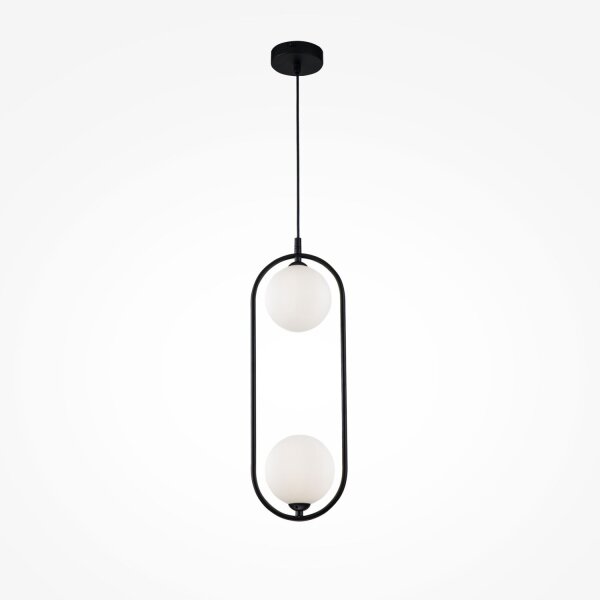 Hängelampe Glas Metall G9 H: max. 204 cm Schwarz Weiß