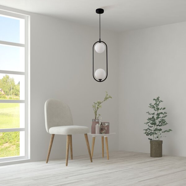 Hängelampe Glas Metall G9 H: max. 204 cm Schwarz Weiß